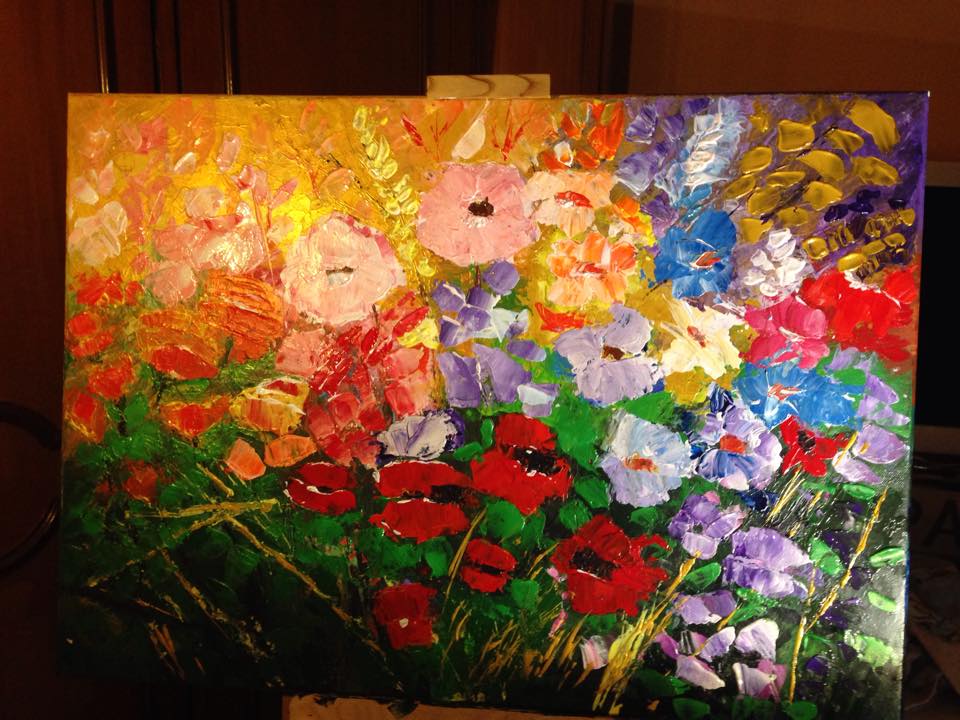 Fiori nel parco, acrilico 50x70